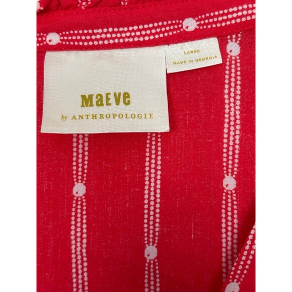 Anthropologie Maeve Aveiro Flutter Sleeve Button Down V Neck Blouse Size Large - Picture 9 of 12